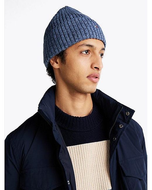 Tommy Hilfiger Beanie Met Kasjmier En Hilfiger-Vlag in het Blue voor heren