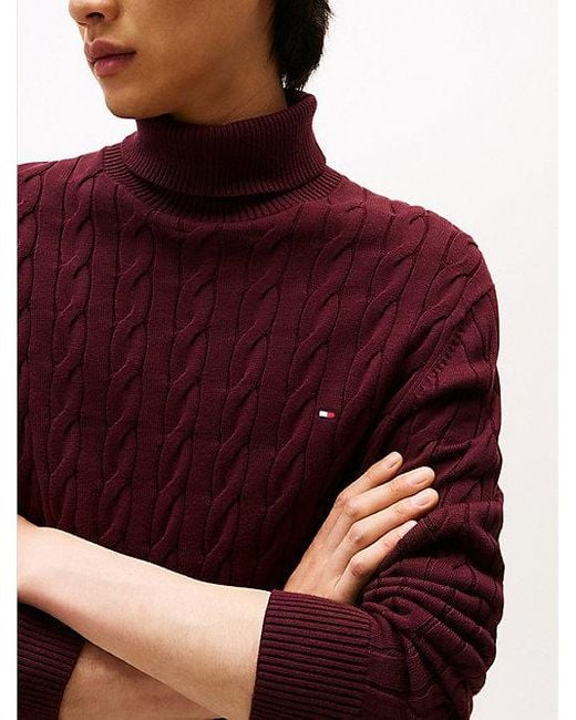 Tommy Hilfiger Kabelgebreide Coltrui in het Red voor heren