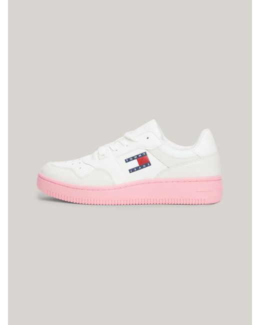 Tommy Hilfiger Pink Essential Retro Chunky Sole Leather Trainers