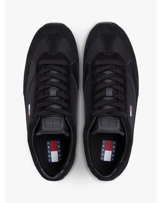 Tommy Hilfiger Black Suede Mixed Texture Archive Runner Trainers for men