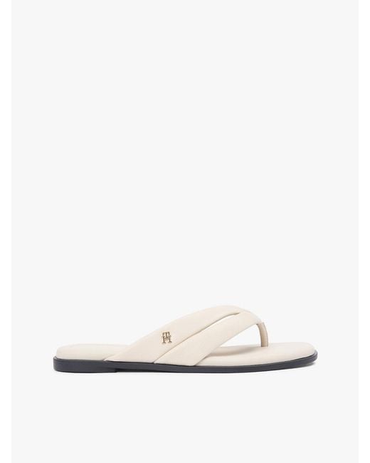 Tommy Hilfiger White Leather Toe Post Flat Sandals