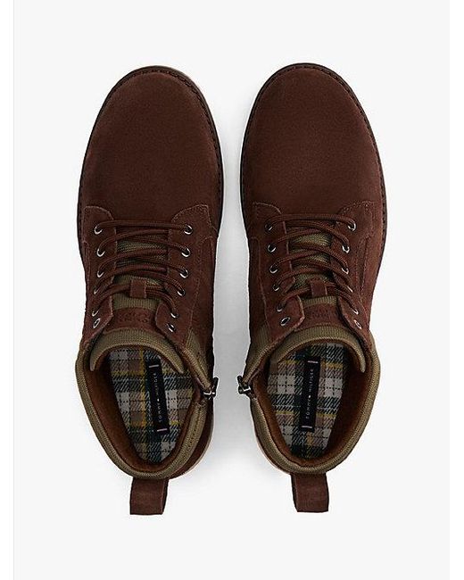 Tommy Hilfiger Suède Veterlaars Met Profielzool in het Brown voor heren