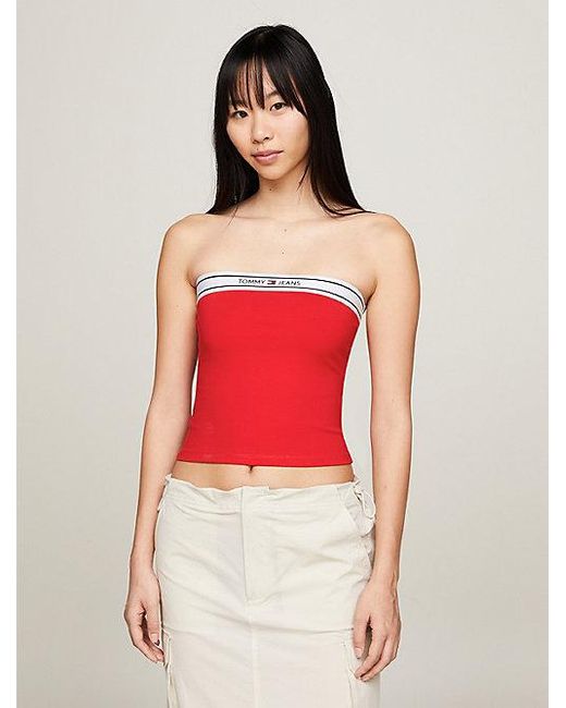 Tommy Hilfiger Red Pull-On Tube-Top mit Logo
