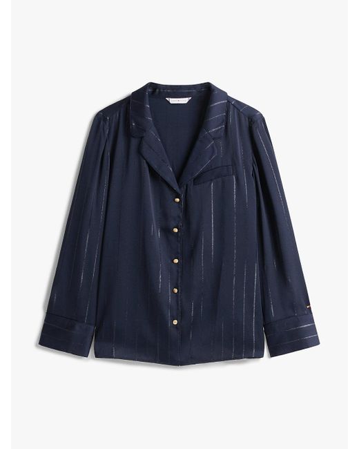 Camicia Relaxed Fit A Righe Metallizzate di Tommy Hilfiger in Blue
