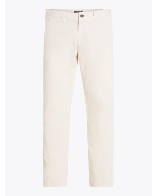 Tommy Hilfiger White Stretch Cotton Corduroy Straight Chinos for men