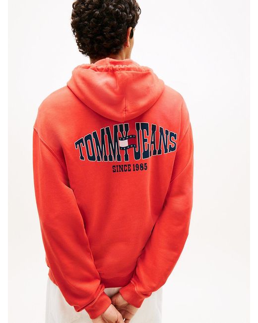 Tommy Hilfiger Red Back Logo Wavy Flag Relaxed Hoody for men