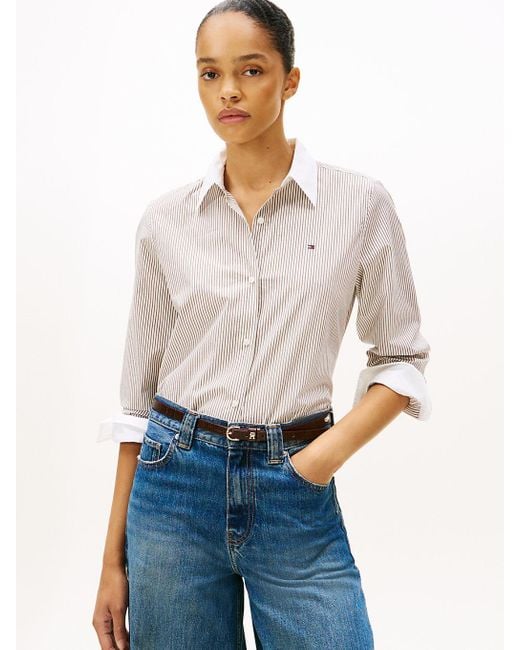 Chemise À Rayures Et Coupe Standard Tommy Hilfiger en coloris White