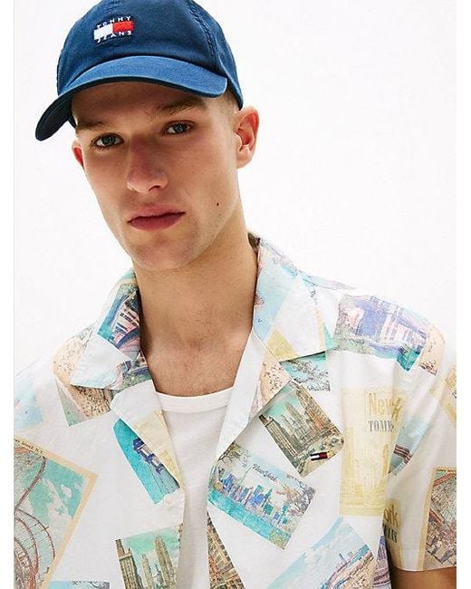 Tommy Hilfiger Regular Overhemd Met Print En Korte Mouwen in het Blue voor heren