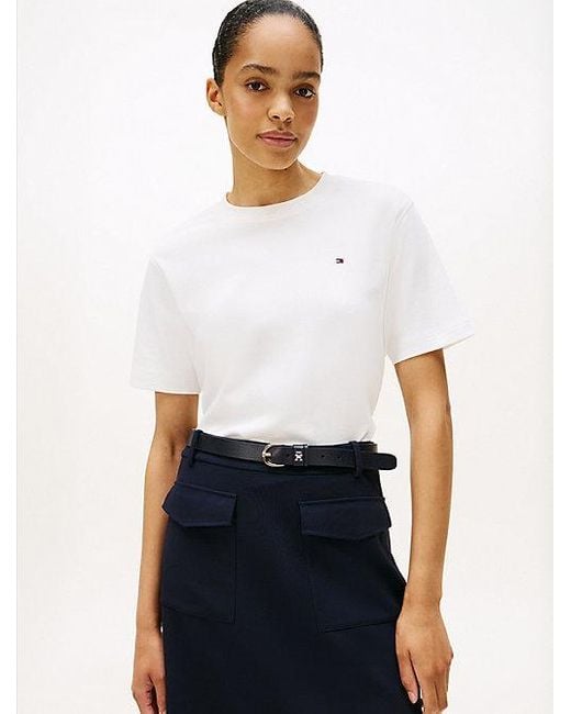 Tommy Hilfiger Boxy Relaxed Fit T-Shirt Van Interlock-Katoen in het White