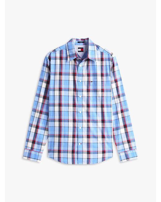 Tommy Hilfiger Blue Regular Fit Check Poplin Shirt for men