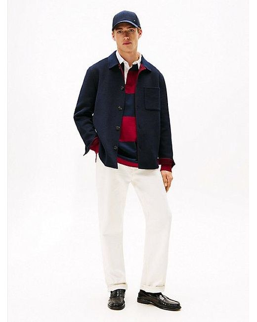 Tommy Hilfiger Smart Casual Shirtjack Van Wolmix in het Blue voor heren