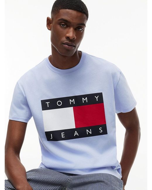 Tommy Hilfiger White Flag Badge Crew Neck T-Shirt for men