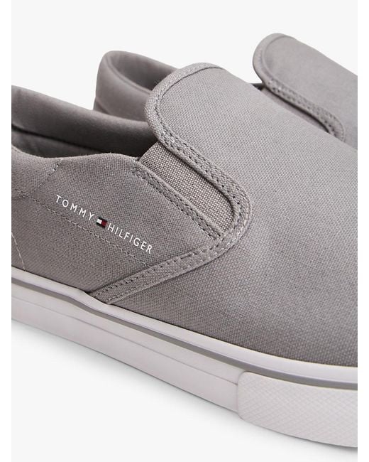 Tommy Hilfiger White Canvas Slip-On Trainers for men