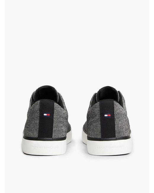 Tommy Hilfiger White Linen Chambray Jacquard Trainers for men