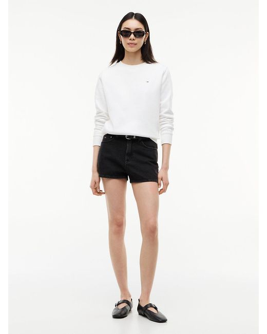 Tommy Hilfiger White Brushed Fleece Crew Neck Sweatshirt