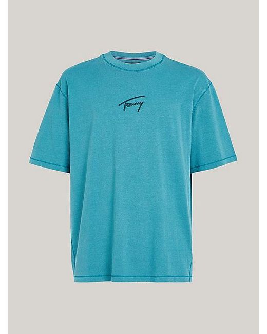 Tommy Hilfiger Oversized T-shirt Met Signature-logo in het Blue voor heren