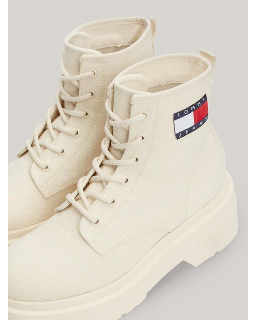 Tommy Hilfiger Natural Chunky Cleat Badge Ankle Boots
