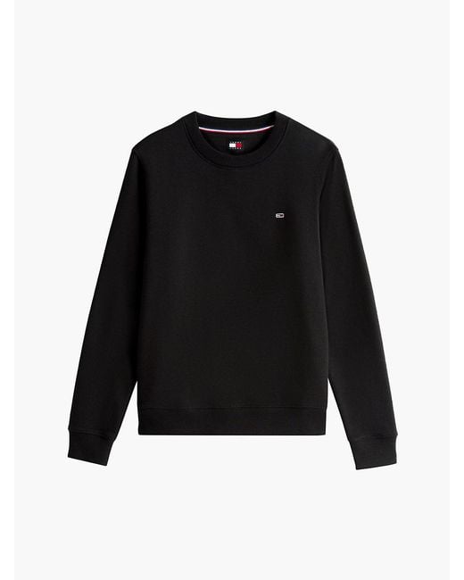 Tommy Hilfiger Black Brushed Fleece Crew Neck Sweatshirt