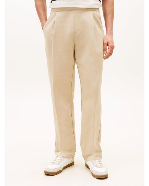 Tommy Hilfiger Natural Intechno Knit Flag Embroidery Joggers for men