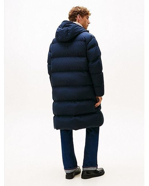 Tommy Hilfiger Waterafstotende Lange Donsparka Met Capuchon in het Blue voor heren