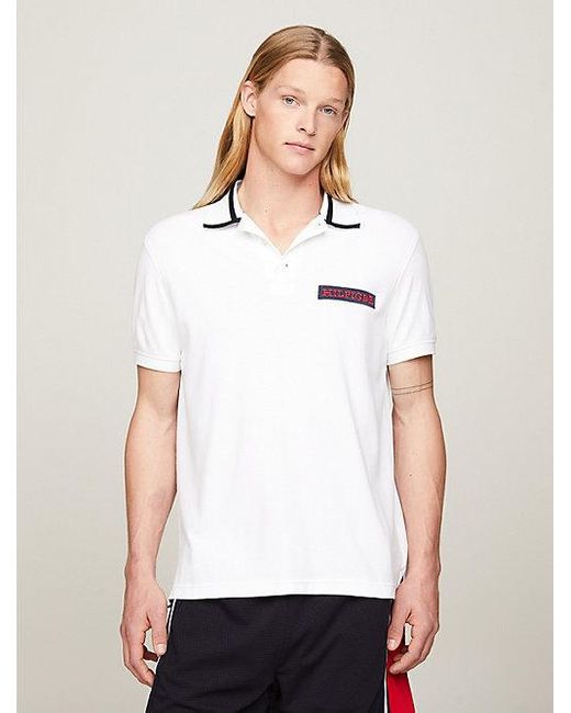 Tommy Hilfiger Regular Fit Poloshirt mit Kontrast-Kragen in White für Herren