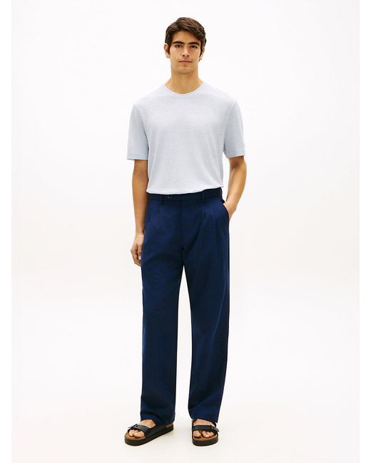 Tommy Hilfiger Blue New York Label Linen Blend T-Shirt for men