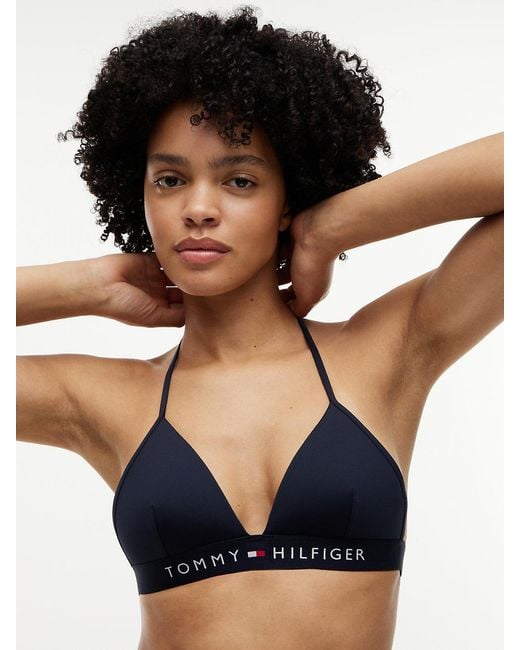 Tommy Hilfiger Blue Th Original Foam Triangle Halterneck Bikini Top