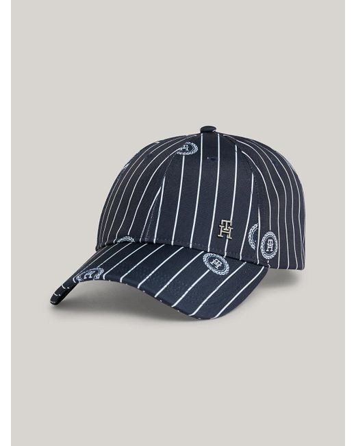 Tommy Hilfiger Blue Th Monogram Elevated Varsity Stripe Baseball Cap for men