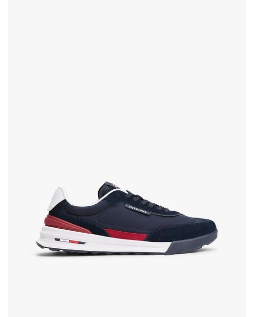 Tommy Hilfiger Blue Retro Suede Mix Trainers for men