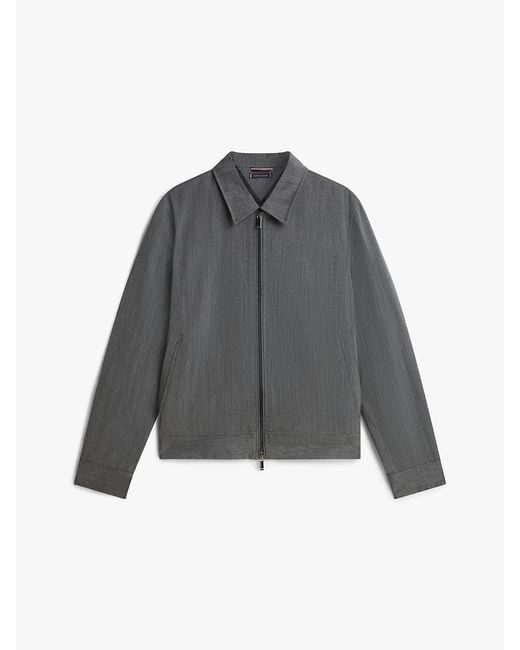 Tommy Hilfiger Gray Smart Casual Wool Blend Zip-Thru Jacket for men