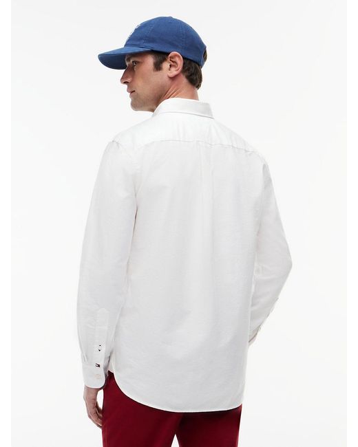 Tommy Hilfiger White Heritage Regular Fit Logo Embroidery Oxford Shirt for men