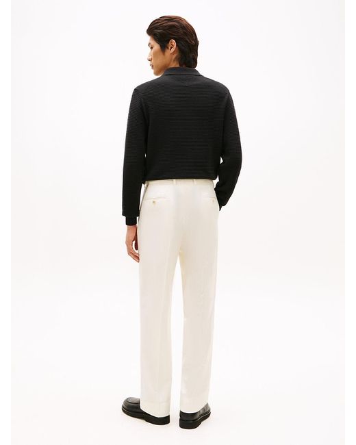 Tommy Hilfiger Black Pure Wool Twill Trousers for men