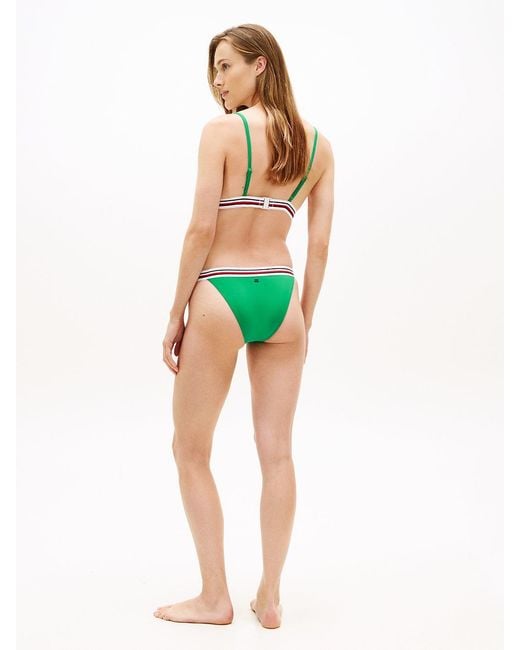 Tommy Hilfiger Green Global Stripe Triangle Bikini Top