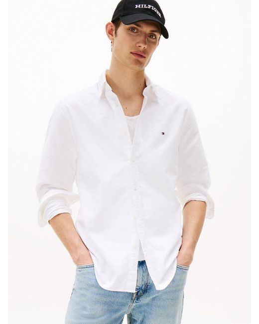 Chemise Coupe Standard Boutonnée En Coton Bio Tommy Hilfiger pour homme en coloris White