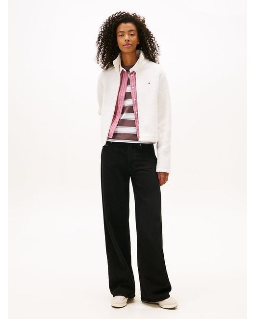 Tommy Hilfiger White Teddy Fleece Zip-Thru Jacket