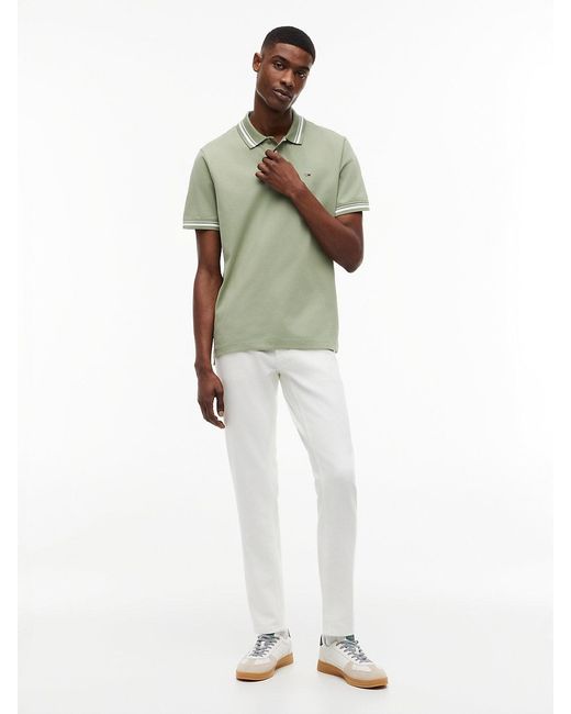 Tommy Hilfiger Green Tommy Flag Regular Fit Tipped Polo Shirt for men