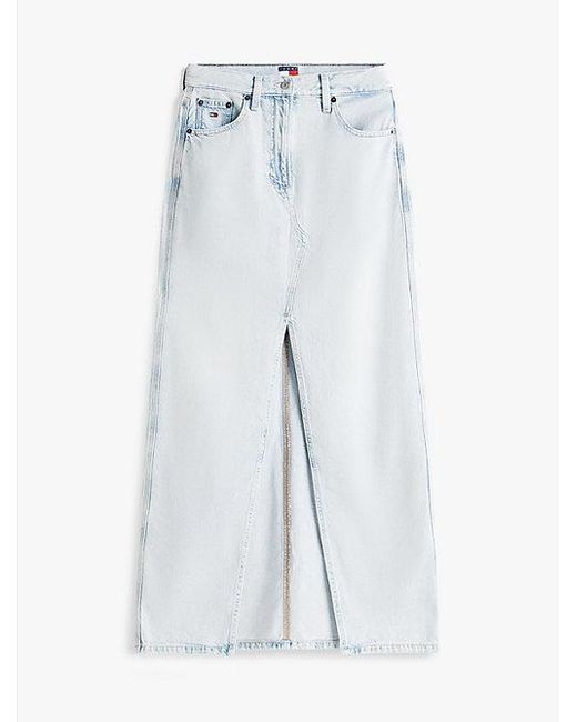 Tommy Hilfiger Claire Denim Maxi-Rok Met Split in het Blue