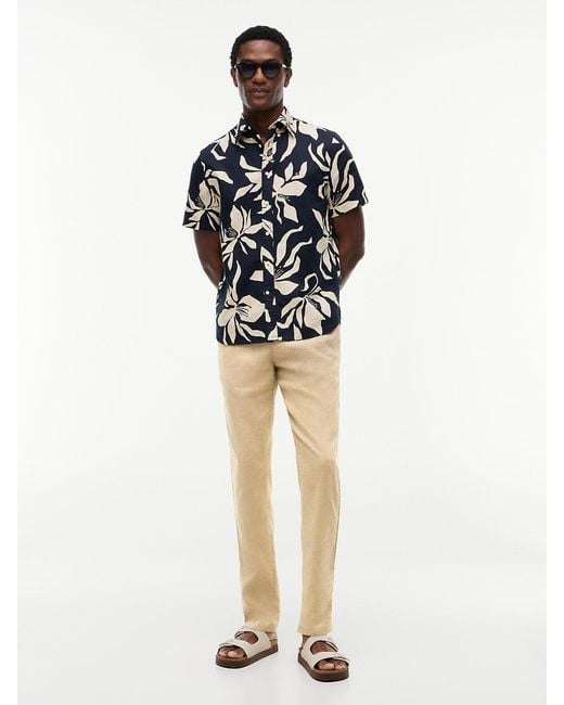 Tommy Hilfiger Natural Harlem Tapered Leg Linen Blend Chinos for men