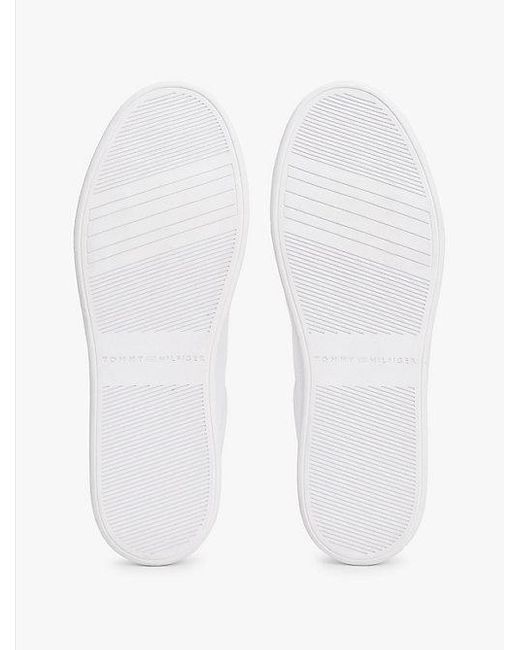 Tommy Hilfiger Leren Court Sneaker Met Th-Monogram in het White