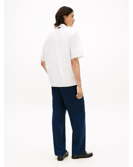 Tommy Hilfiger White Performance Relaxed Fit Seersucker Short Sleeve Shirt for men