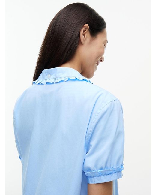 Tommy Hilfiger Blue Ruffle Mini Short Sleeve Shirt Dress