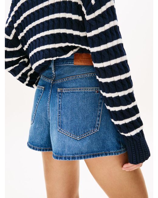 Tommy Hilfiger Blue High Rise Flared Denim Shorts