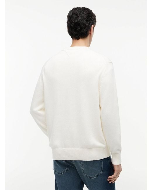 Tommy Hilfiger White Intarsia Flag Relaxed Crew Neck Jumper for men