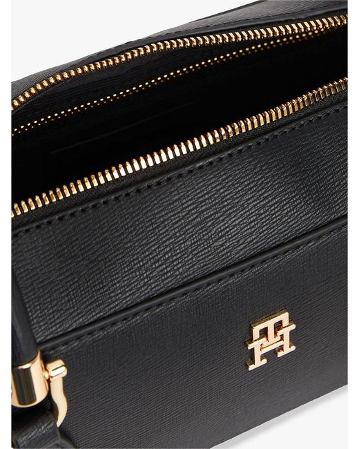 Tommy Hilfiger Black Th Monogram Textured Shoulder Bag