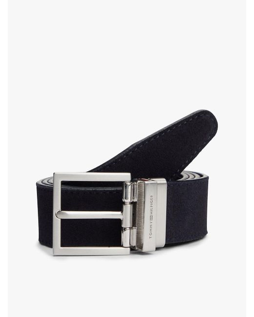 Tommy Hilfiger Black Reversible Square Buckle Leather Belt for men