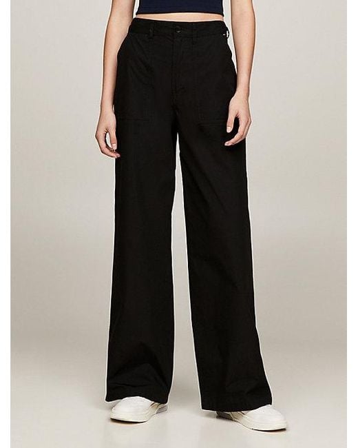 Tommy Hilfiger Black Claire Cargohose mit hohem Bund und weitem Bein