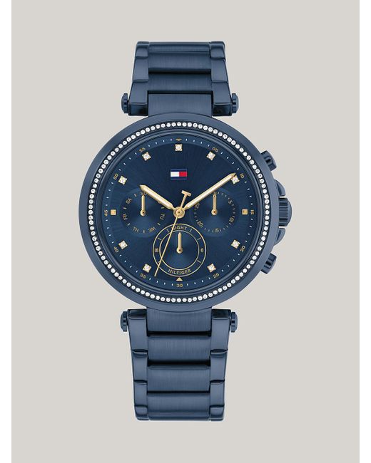 Tommy Hilfiger Blue Navy Ionic-plated Crystal-embellished Watch