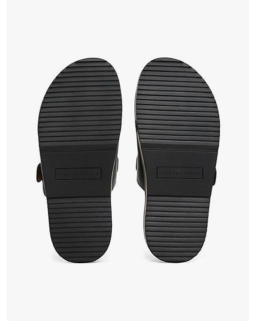 Tommy Hilfiger Leren Sandaal Met Profielzool En Th-Monogram in het White
