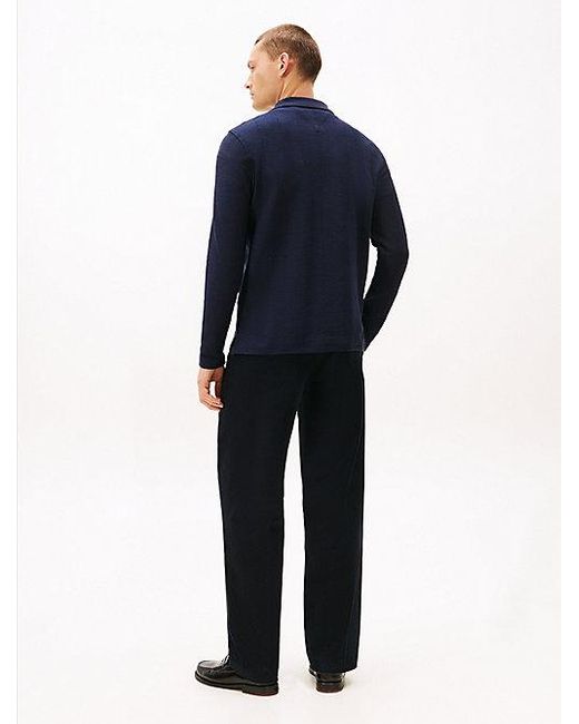 Tommy Hilfiger Poloshirt Met Lange Mouwen En Visgraat in het Blue voor heren