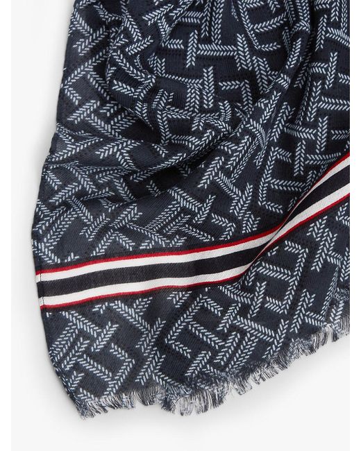 Tommy Hilfiger Blue Th Monogram Lightweight Scarf